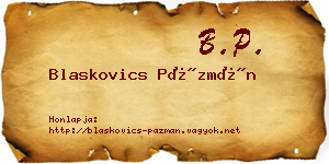 Blaskovics Pázmán névjegykártya